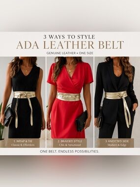 Ada Gold Leather Wrap Belt